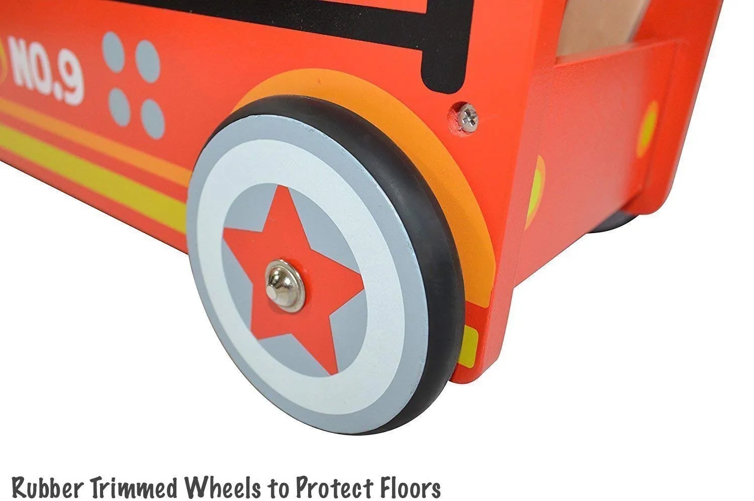 Ride On Fire Truck - Wooden Push and Pull Walker Cart