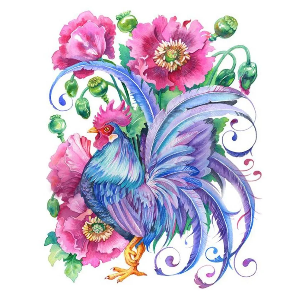 Vibrant Rooster Full Round Diamond Painting Kit - 30x40CM, Sparkling DIY Craft