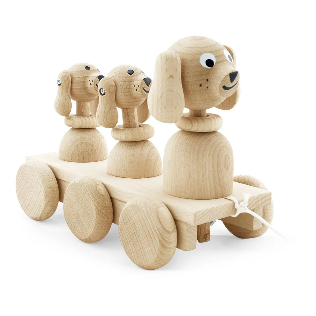 Wooden Pull Along Dog Family