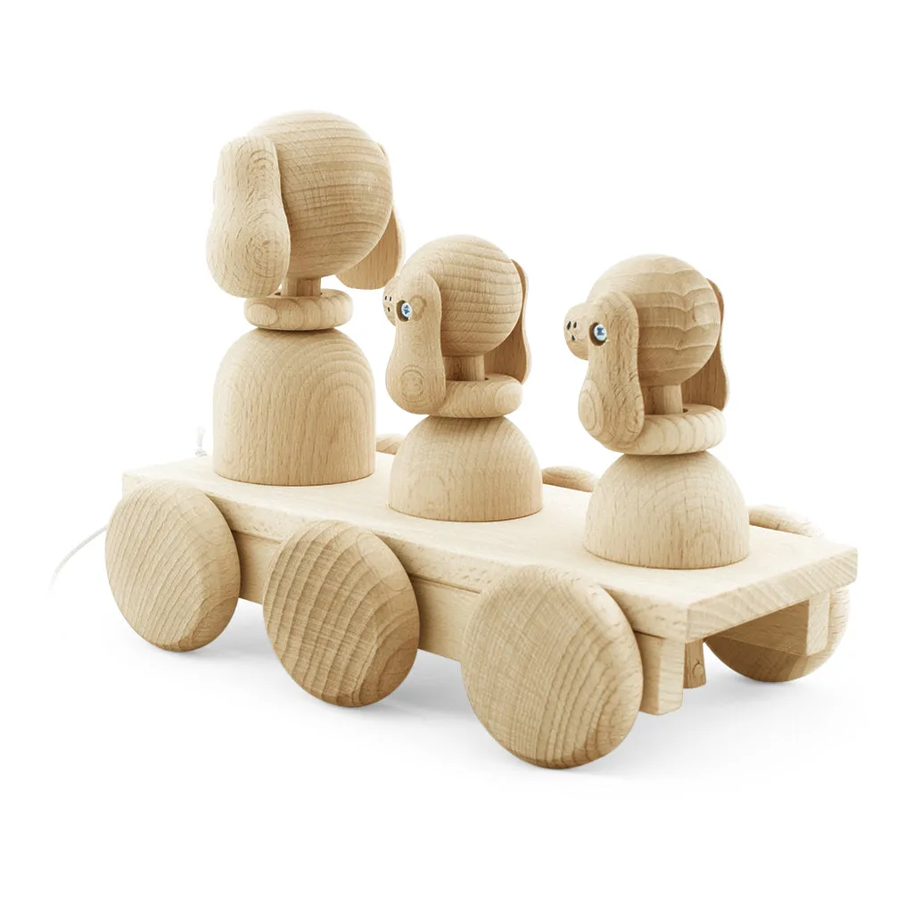 Wooden Pull Along Dog Family