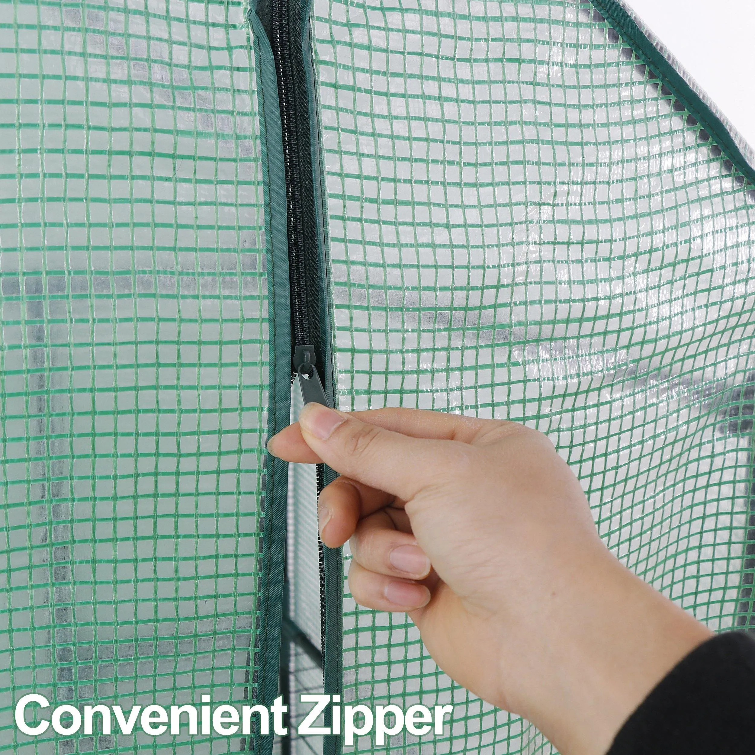 ZENY™ Mini Walk-in Greenhouse 3 Tier 6 Shelves with PE Cover and Roll-Up Zipper Door