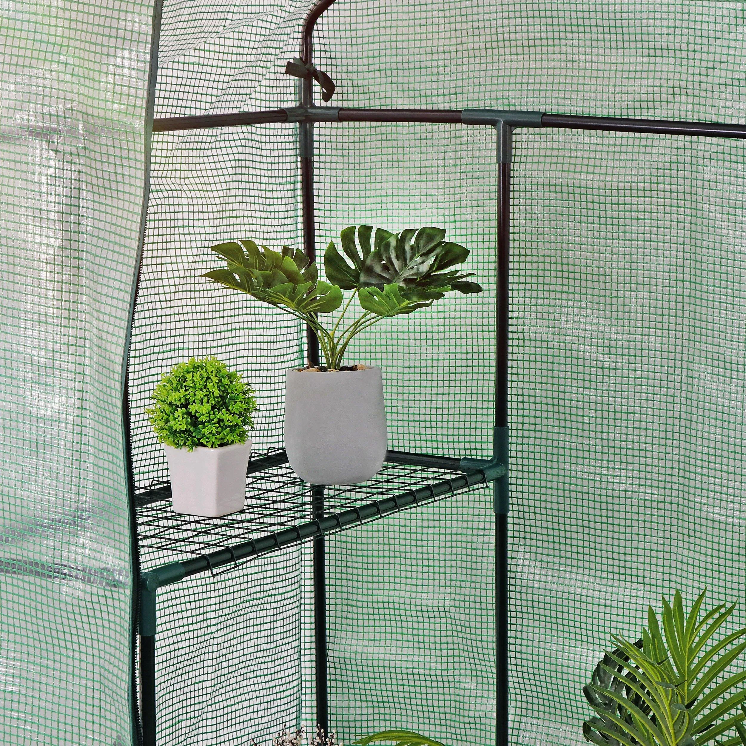 ZENY™ Mini Walk-in Greenhouse 3 Tier 6 Shelves with PE Cover and Roll-Up Zipper Door